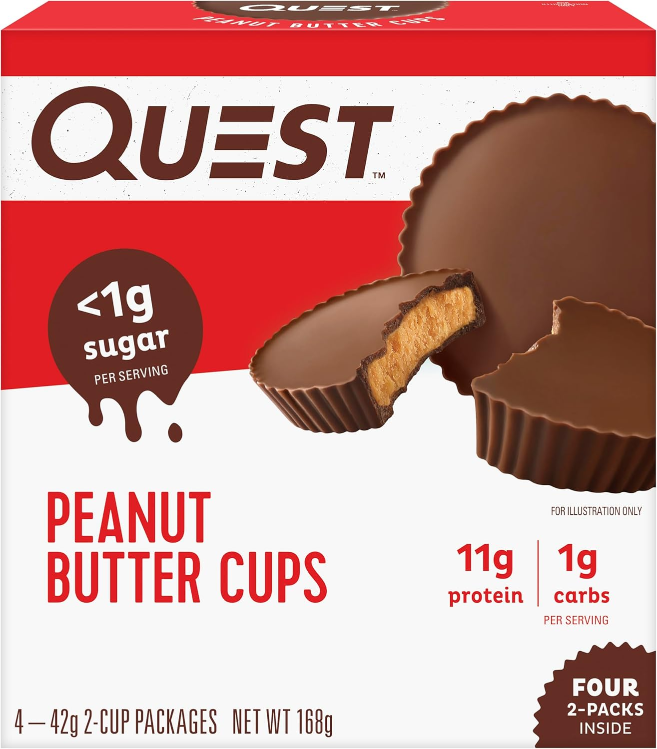 Quest Nutrition Peanut Butter Cups, High Protein, Low Carb, Keto Friendly, 4 Count