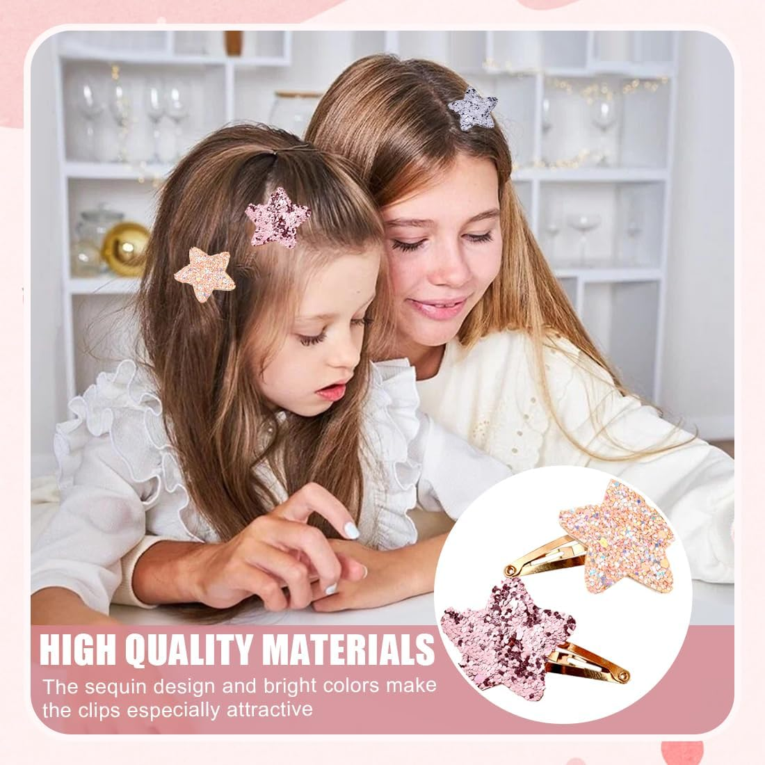 XUZOPIM Pack of 10 Star Hair Clips Cute Metal Hair Pins Colourful Hair Clips Girls Glitter Sparkling Hair Accessories, Girls, Fashion Hair Clip for Girls, Children, Women image number 3