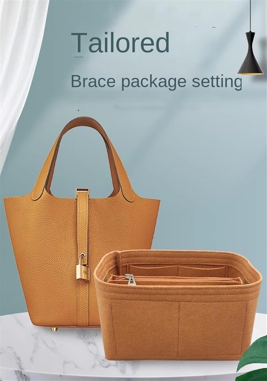 XIAOYIBAIHUOUK Bag Organizer Liner Storage Bag Insert for Hermes Picotin 18/22/26, Brown B image number 1