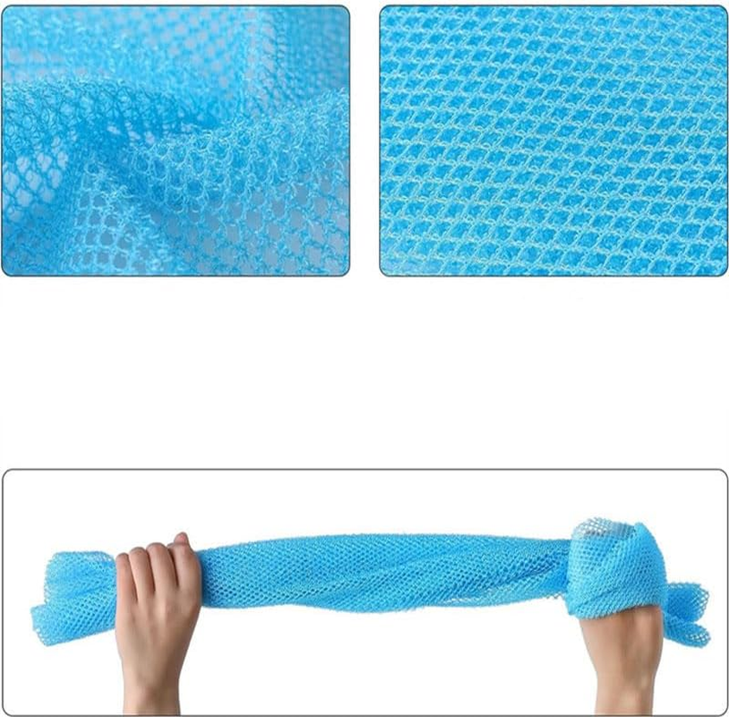 4 Pcs African Exfoliating Net, Long Net Sponge, Nylon Net Cloth, Exfoliating Washcloth, Back Scrubber Skin Smoothers for Bath, Daily Shower Bathing Washcloth Towel for Men Women(Multicolor)