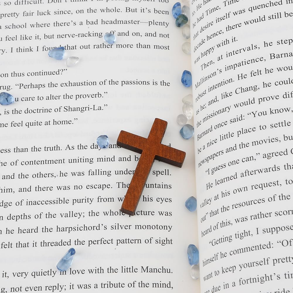 100 Pieces Wooden Cross, 1.2X1.75 in Small Crosses for Crafts, Pocket Crosses in Bulk, Mini Cross with Small Hole, Pendant for Crafting Projects, Party Decorations