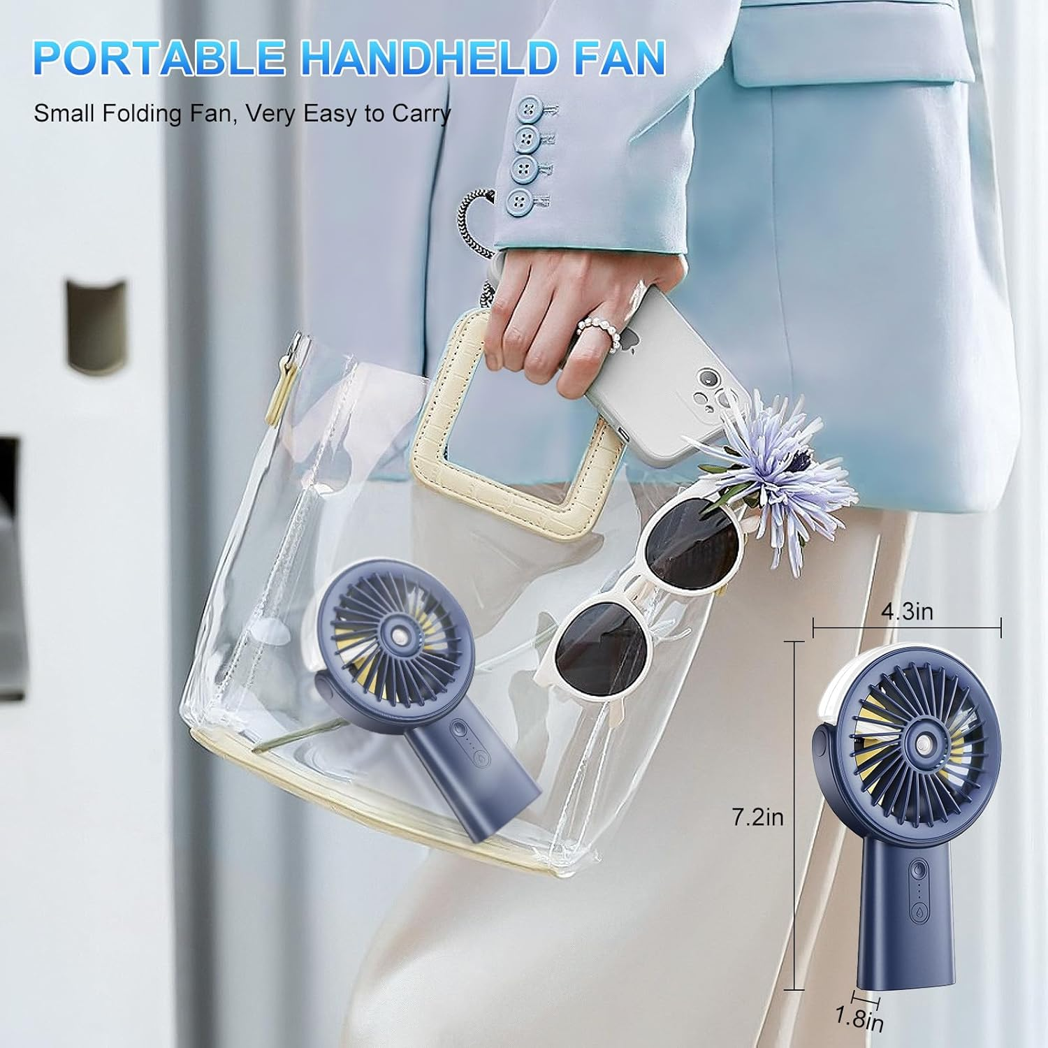 Oolong Portable Handheld Fan,Rechargeable Power Bank Misting Fan,90&deg; Adjustable Small Mister Fan,Personal Cooling Water Spray Fan for Men Women Travel Home Outdoor（Blue） - Blue image number 5