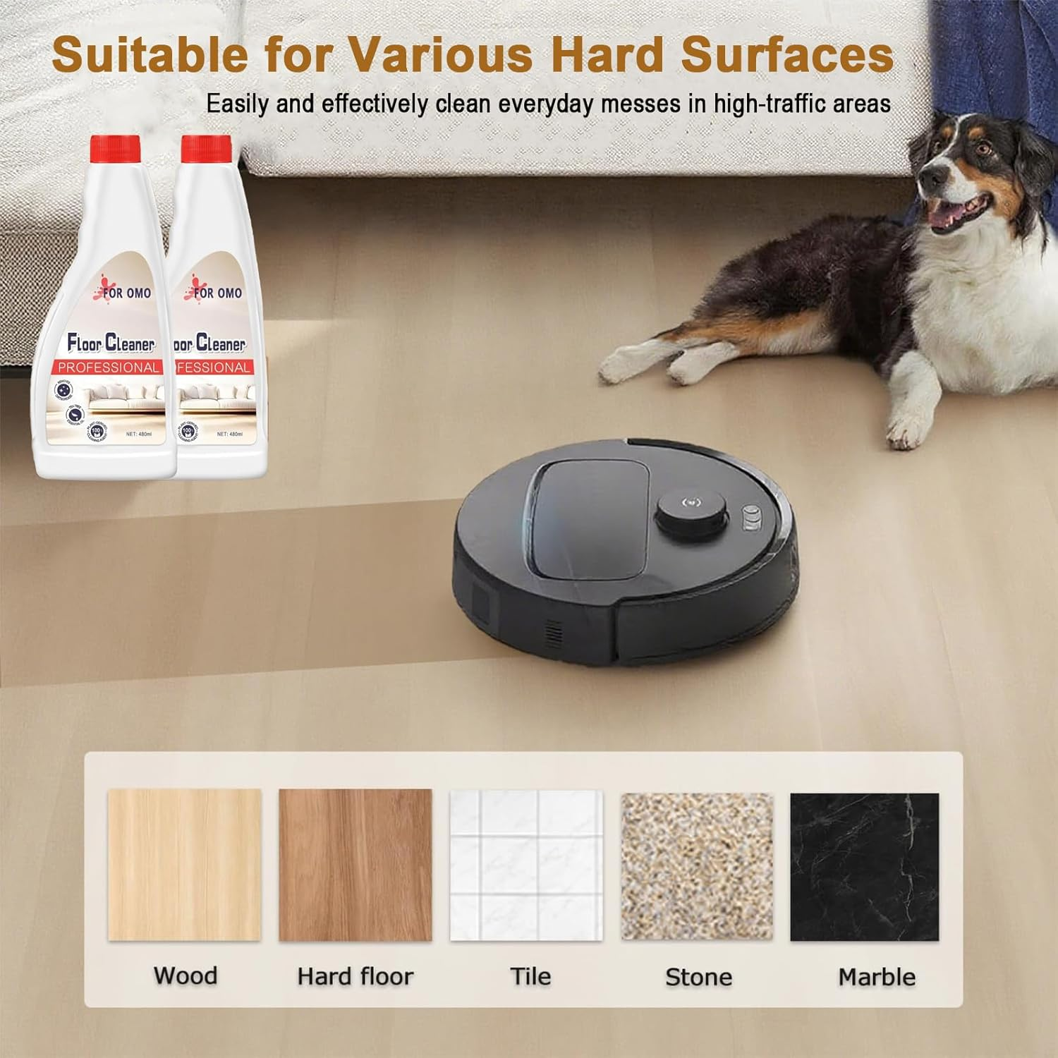 3 Bottle Floor Cleaning Solution for All Roborock Mopping Robots (S7,S8,Qrevo,Q7,Q8 Series), Floor Cleaner Liquid to Deep Clean Multiple Hard Floors, Kid & Pet-Friendly Robot Vacuum Cleaning Solution image number 1