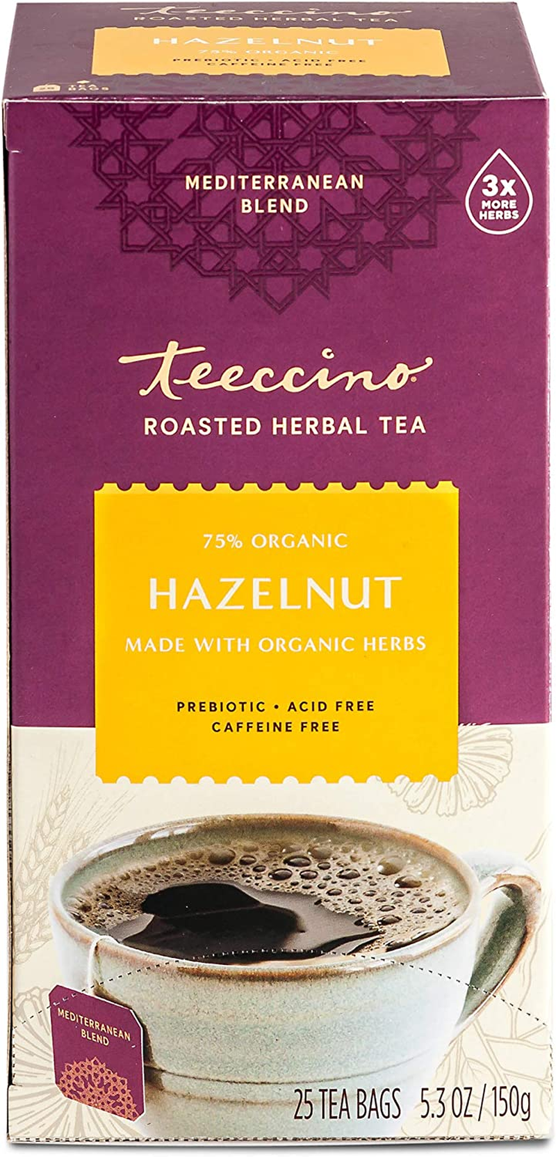 Teeccino Hazelnut Medium Roast Caffeine Free Herbal Tea 150 G, 25 Teabags image number 1