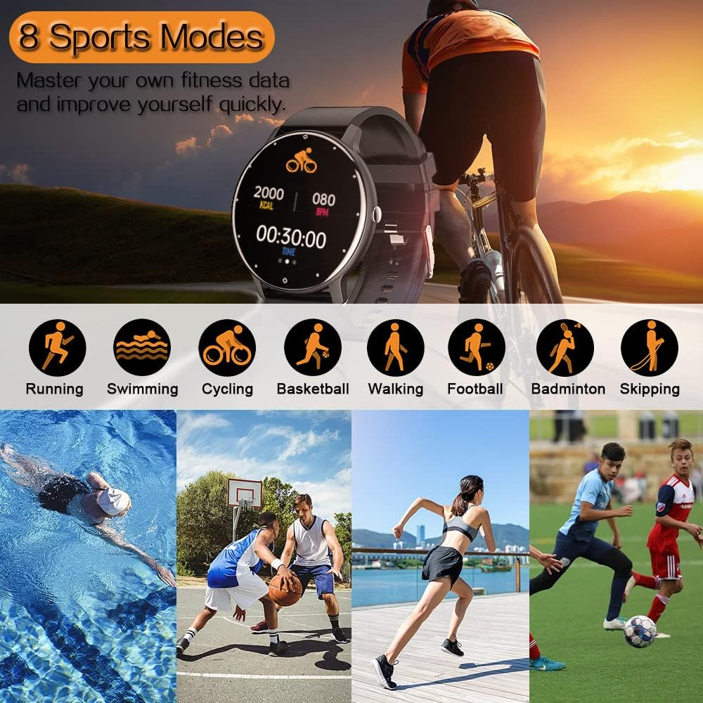 0.8Cm Ultra Thin Smart Watch Fitness Tracker Pedometer with Heart Rate, Blood Pressure, Blood Oxygen and Sleep Monitoring Functions, Support Message Synchronization, Multiple OSD Languages image number 4