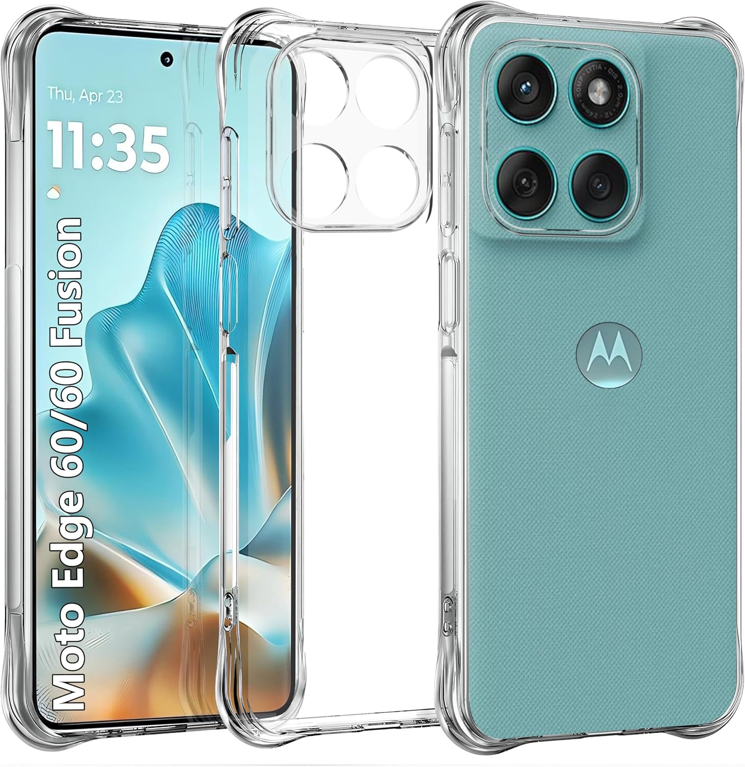 USTIYA Case for Motorola Moto Edge 60/60 Fusion Clear TPU Four Corners Protective Cover Transparent Soft image number 1