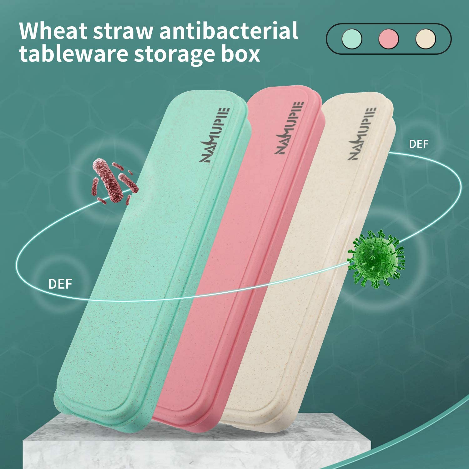 NAMUPIE Stainless Steel Travel Utensil Set 9 Piece Reusable Travel Utensils Silverware with Case,Travel Camping Cutlery Set, Knives, Forks and Chopsticks for Camping, Portable Flatware Cutlery Set with Case (GREEN) image number 3