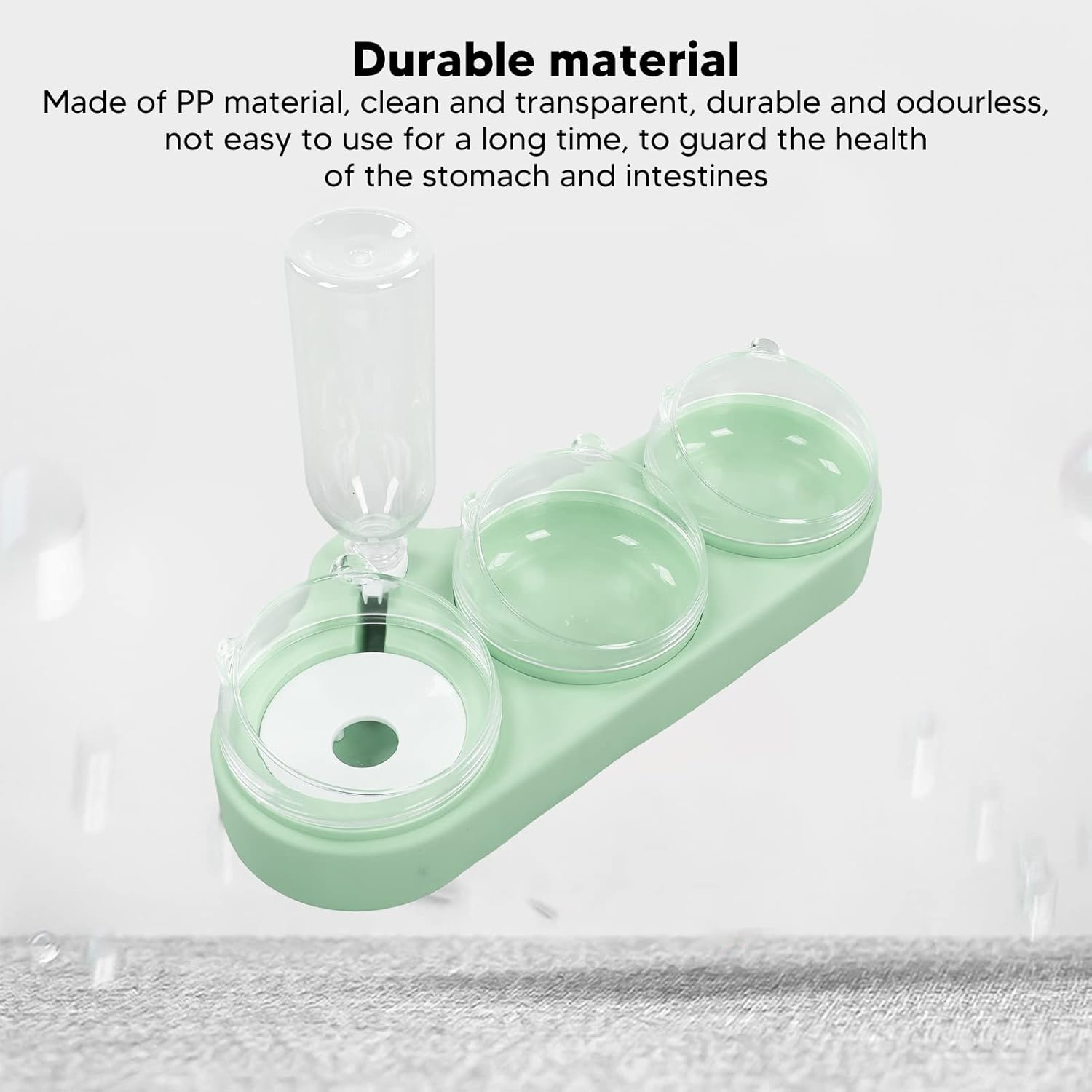 3 in 1 Cat Double Food Bowls, Pet Bowls Pet Food Water Feeder Automatic Puppy Feeder, Multipurpose Food Grade PP Automatic Water Feeder Bowls for Small Cats and Dogs (Light Green)