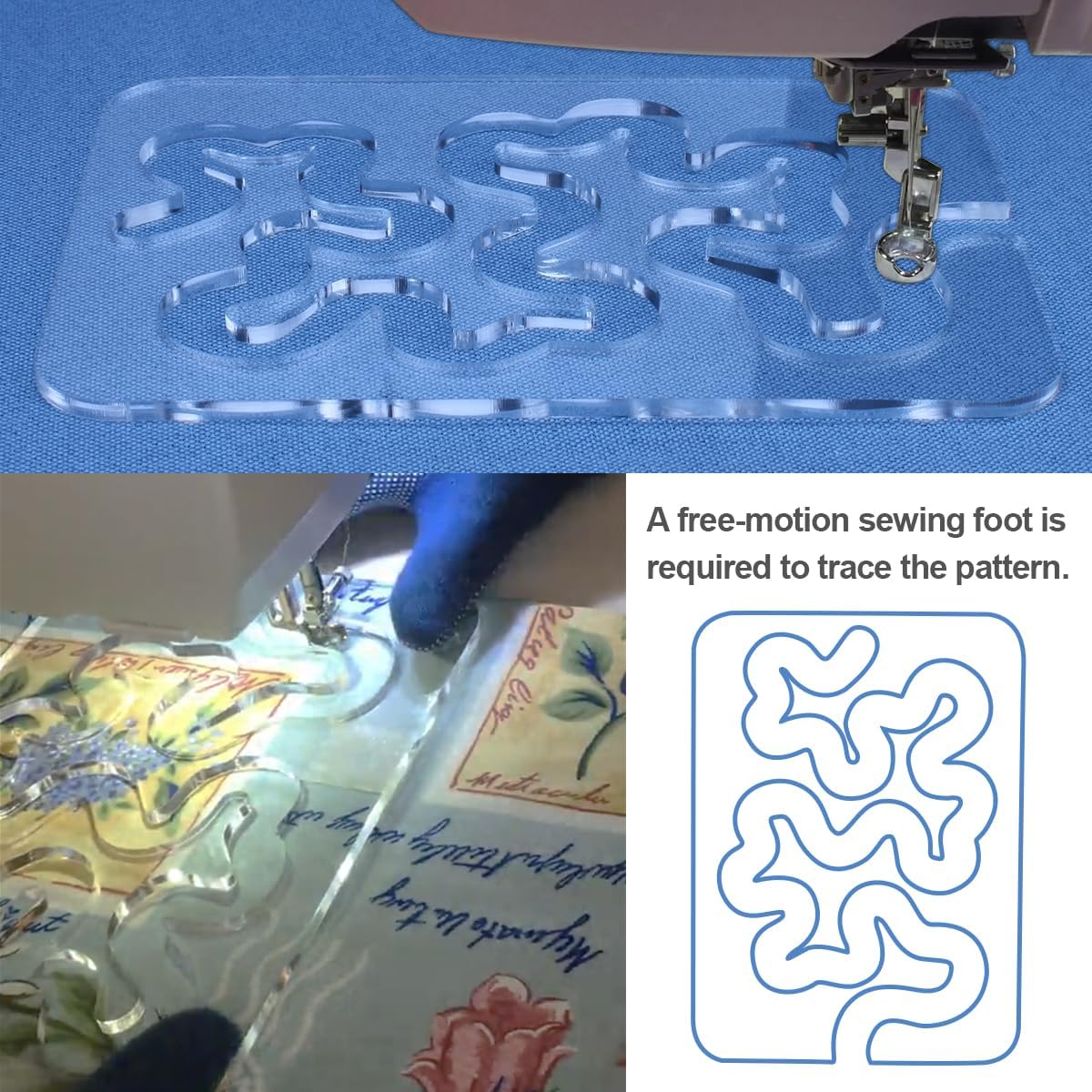 Using Quilting Templates Sewing Machine Domestic Free Motion Quilting Templates Rulers Transparent for a Simple Meander and a Great Secondary Quilting Design image number 5