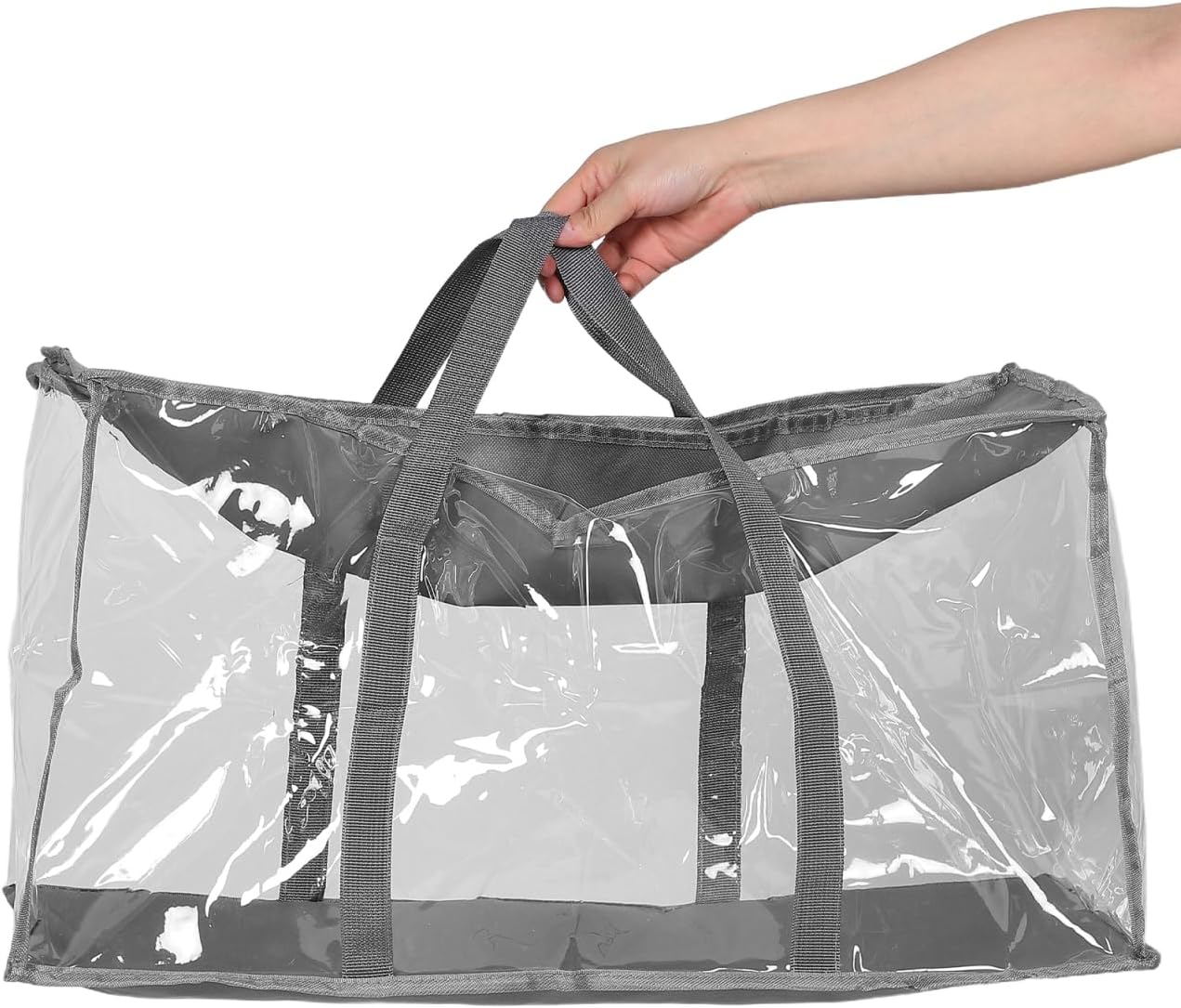 Tofficu Foldable Book Storage Box Clear Zippered Organizer for Dormitory and Classroom Use Transparent Waterproof Container for Books Clothes Toys image number 5