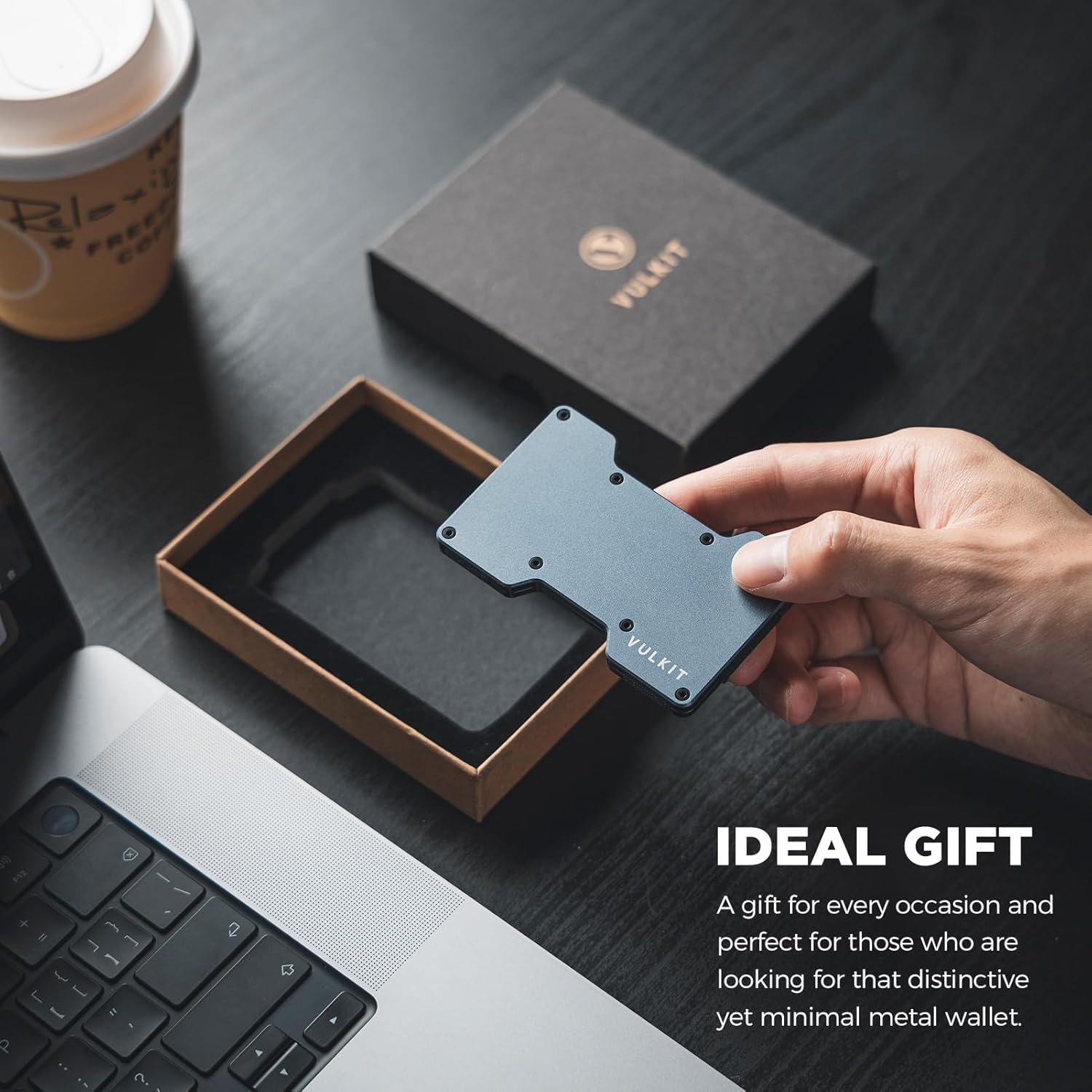 VULKIT Men'S Metal Wallet with Money Clip Slim Credit Card Holder, Minimalist Business Card Case Front Pocket Wallet for Men(Space-Grey) image number 5