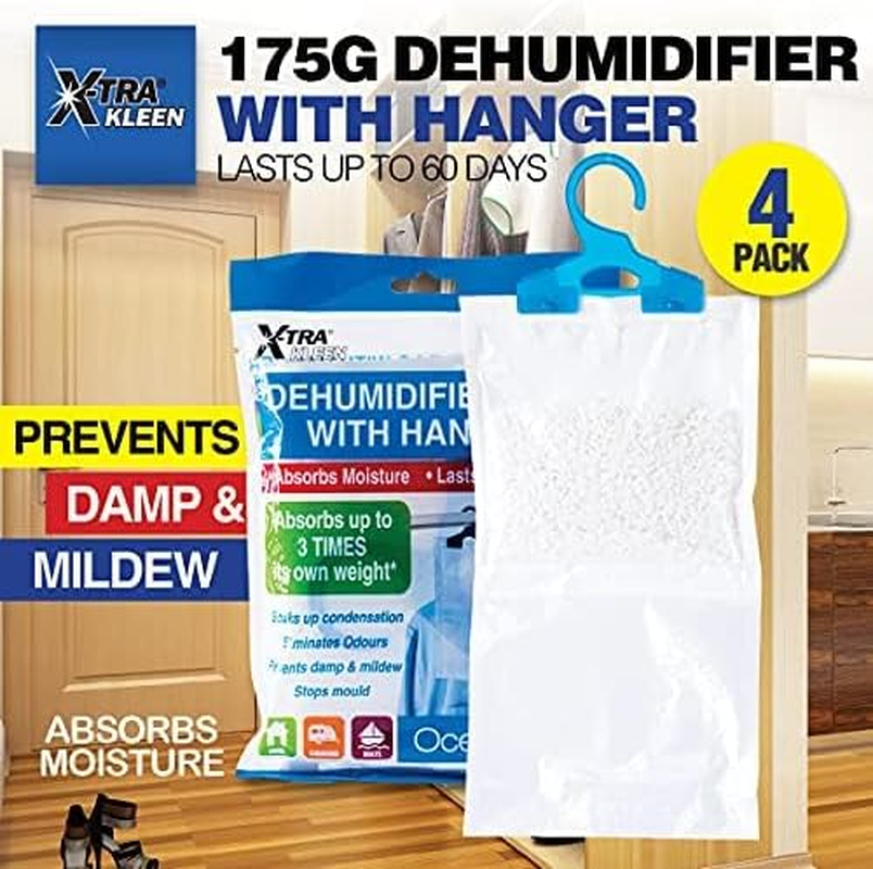 [4PCE] Xtra Kleen Dehumidifier Bag with Hanger, Effective Moisture Absorption, Compact and Convenient, Easy Solution for Humidity Control image number 3
