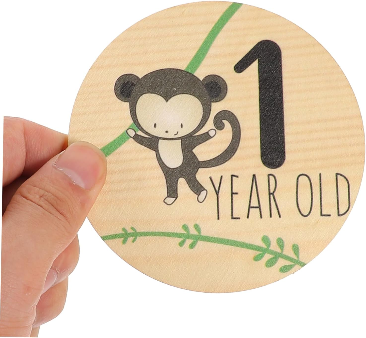 VANZACK 7Pcs Wooden Milestone Cards with Cute Animal Designs Lightweight Double Sided Newborn Announcement Signs for Monthly Photoshoot Props Suitable for Boys image number 2