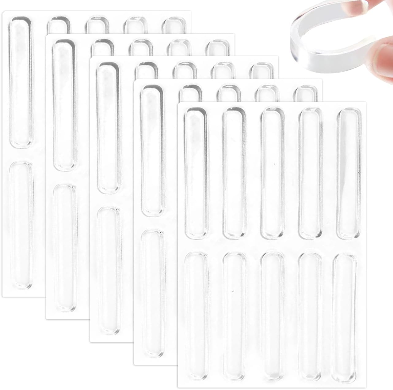 50Pcs Cabinet Door Bumper Strips Clear Table Top anti Slip Pad Furniture Rubber Bumpers Pads Self Adhesive Cupboard Door Frame Glass Top Bumper for Drawer Furniture Sliding Door Cabinet image number 6