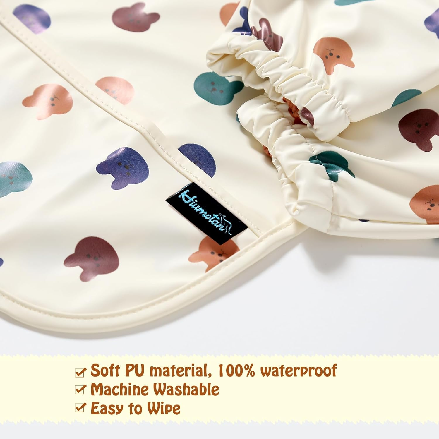 Hiumotan Feeding Bib & Baby Bib with Long Sleeves & BLW, Soft and Skin-Friendly Material, Coverall Bibs for Baby Feeding, Waterproof and Easy to Clean & Machine Washable, Infant Toddlers (Yellow) image number 2