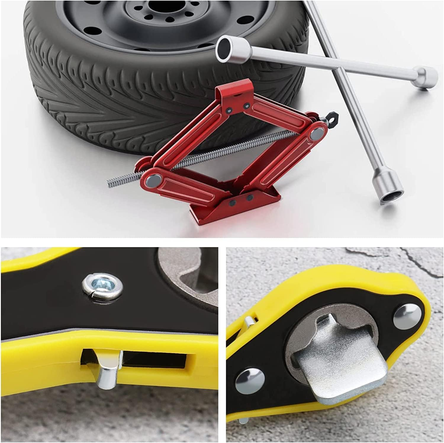 Universal Automotive 360&deg; Swivel Labor-Saving Jack Ratchet Wrench, Scissor Jack Lift Speed Handle Tool Jack Lug Handle Tool Tire Wheel Jack Wrench for Travel/Truck/Suv (2 PCS)