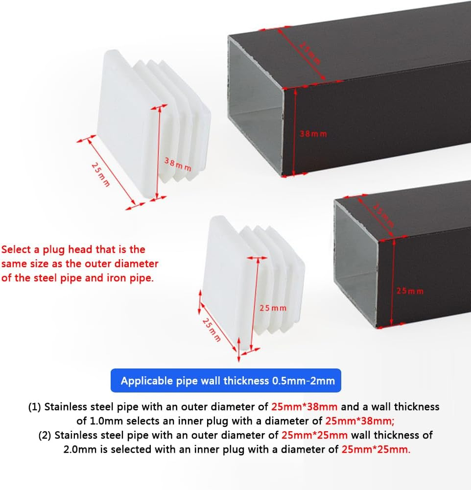 White Square Plastic Plugs, 20 Pcs Tube Inner End Caps, 45Mm X 45Mm Cover for Furniture Chair Desk Leg Tables Foot, Pipe image number 4