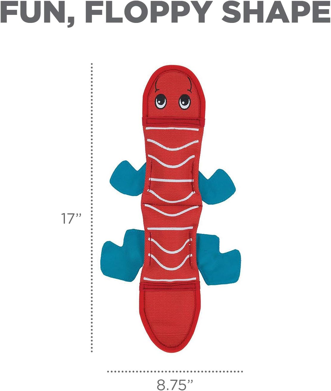Outward Hound Fire Biterz Red Lizard Plush Firehose Material Interactive Dog Toy, Medium image number 5