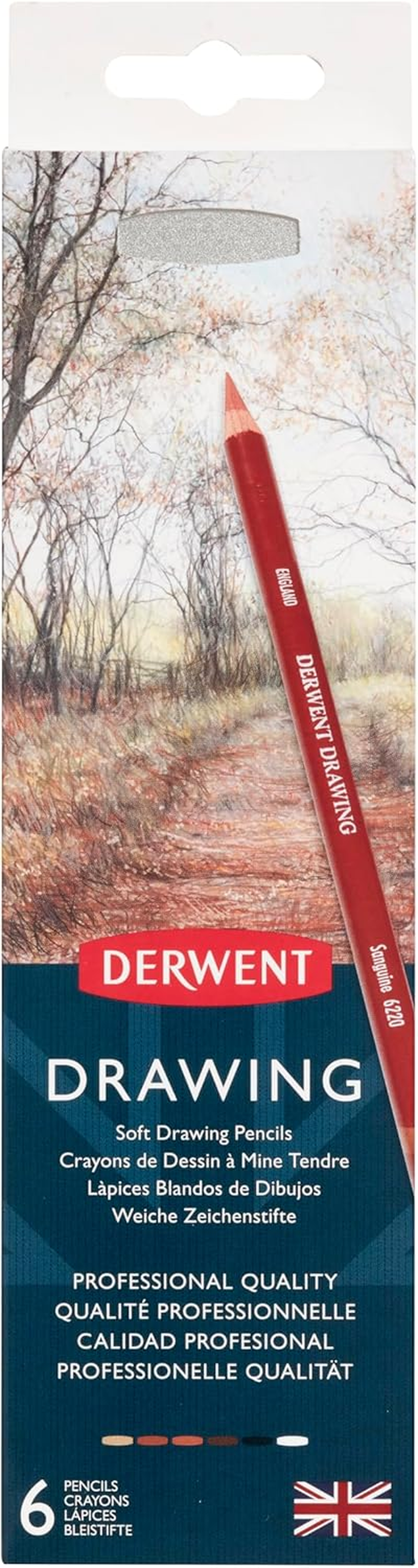 Derwent Drawing Pencil Tin Case 6-Pieces Set image number 2