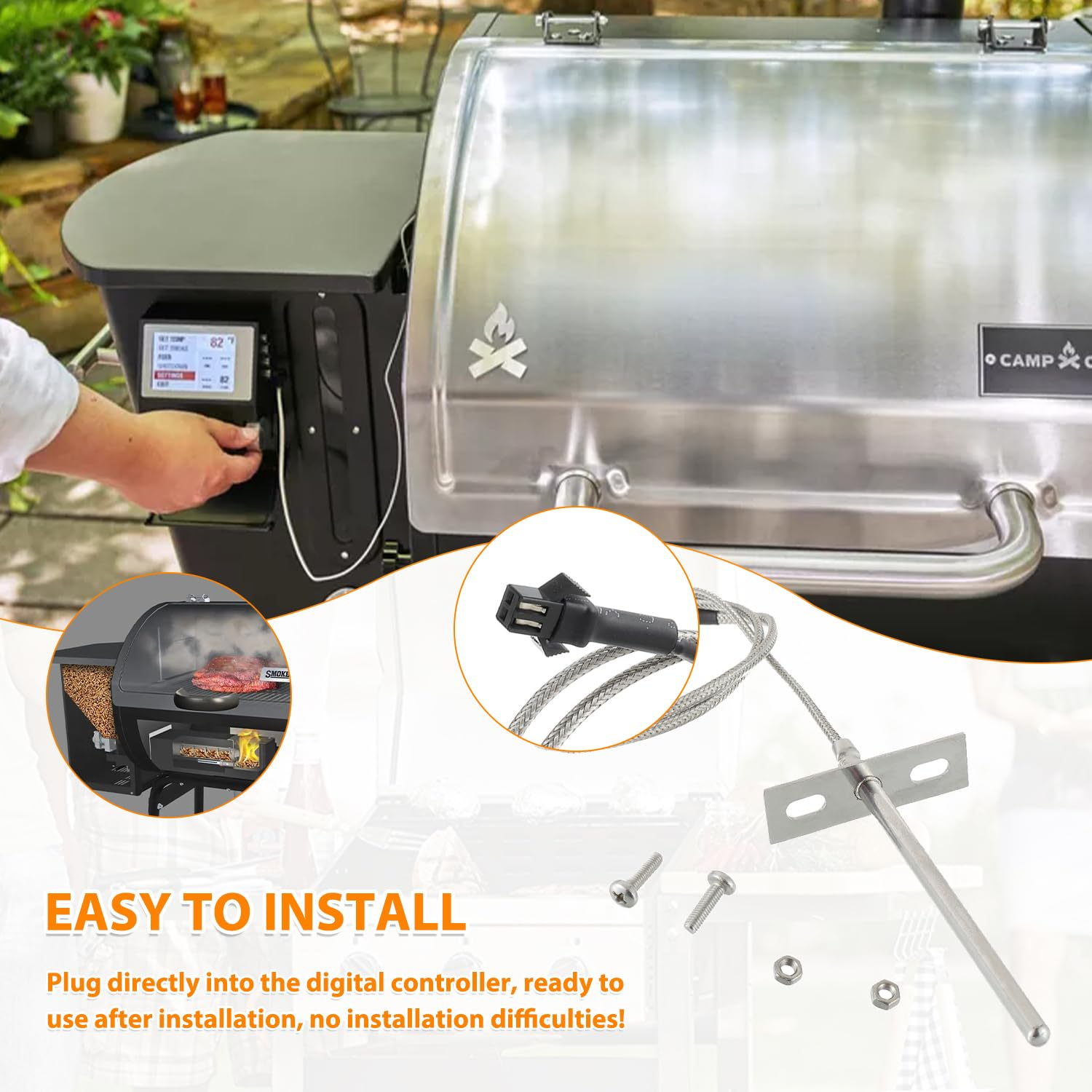 HUAREW RTD Temperature Probe Sensor, Internal Grill Ambient Temperature Sensor Suitable for Pit Boss Pellet Grill PB1000XL-025-R00 V2 (70123-AMP) image number 3