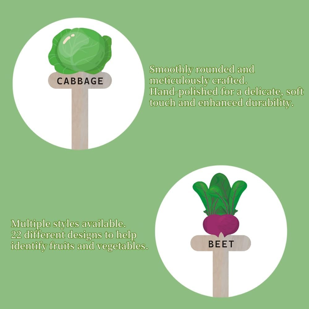 22 Pack Boxwood Garden Plant Labels - Wooden Veggie Tags, Cartoon Gnome Style, Indoor/Outdoor, Wooden Garden Markers for Pots & Plants image number 5