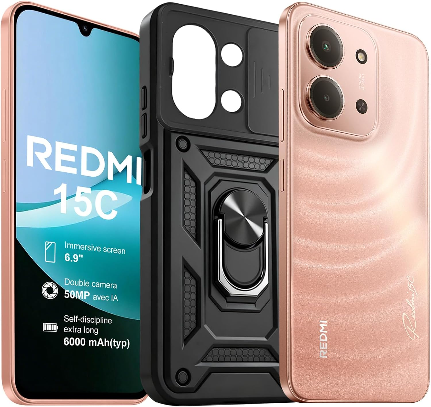 XIAOMI Redmi 15C Smartphone - 4 GB / 128 GB, Screen 6.9 Inches, 120 Hz, 50 MP Dual Camera, 6000 Mah Blue, No Charging Adapter (With Mobile Phone Case)