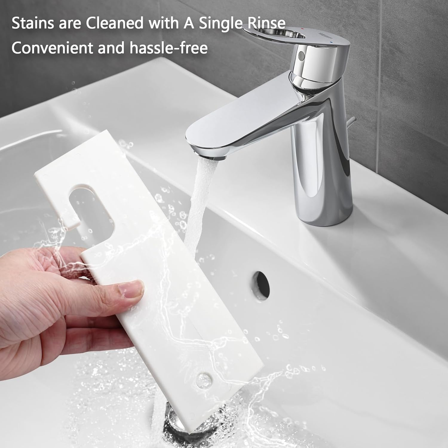 Squeegee White Soft Water Scraper Cleaner Hanging Hole Car Window Blade Flexible Cleaner Tool for Shower Doors Mirror Bathroom Glass Kitchen Countertops Sink image number 1