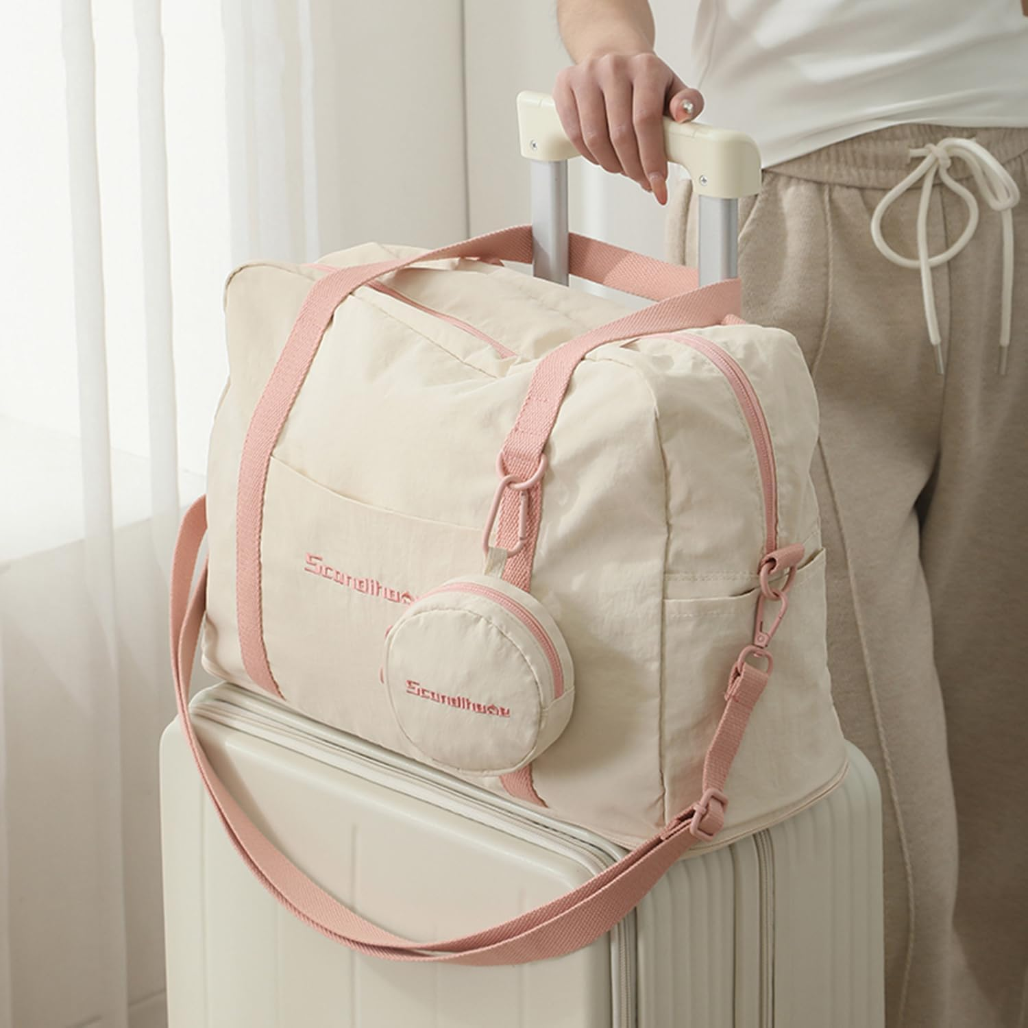 SEPWIK Travel Duffel Bag Weekender Overnight Bag, Waterproof Sports Gym Bag Carry on Tote Bag Personal Item Holdall Bag for Men Women Scandihome Series - Pink image number 3