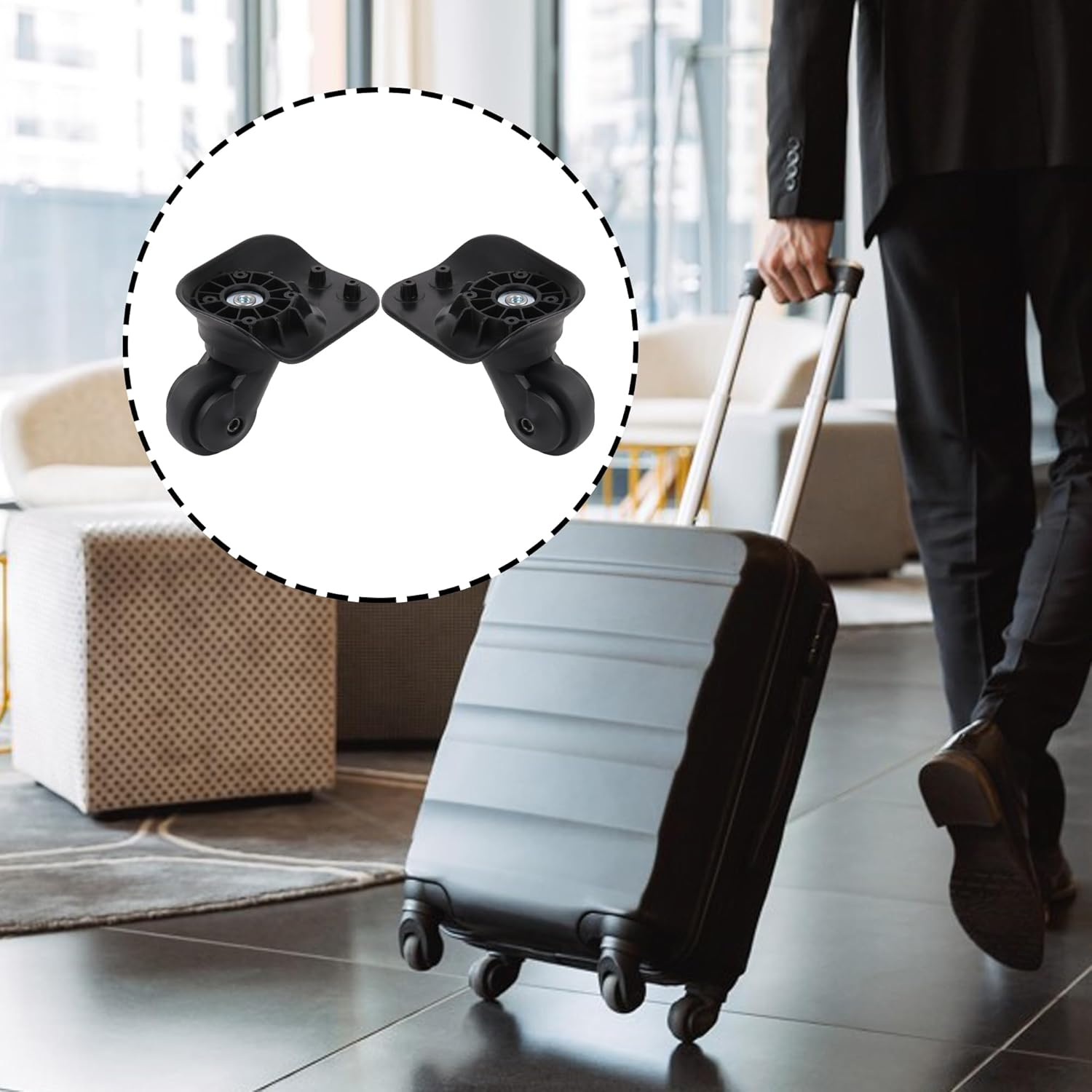 RDEXP Multi-Functional Suitcase and Luggage Black Wheel W176 Black Set of 1 image number 1