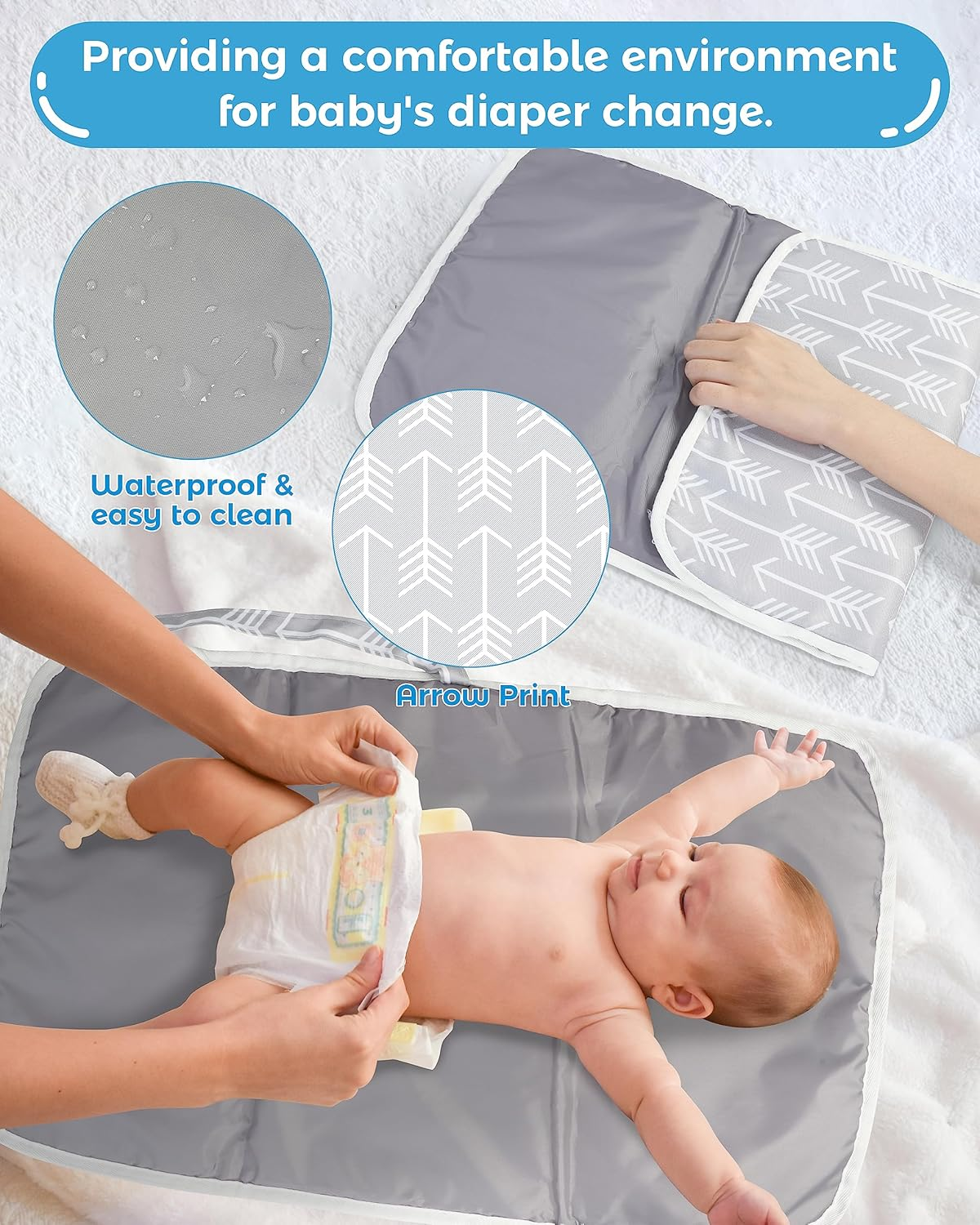Portable Diaper Changing Pad - Waterproof & Travel-Friendly, Perfect for Baby Shower Gifts & Newborn Essentials image number 2