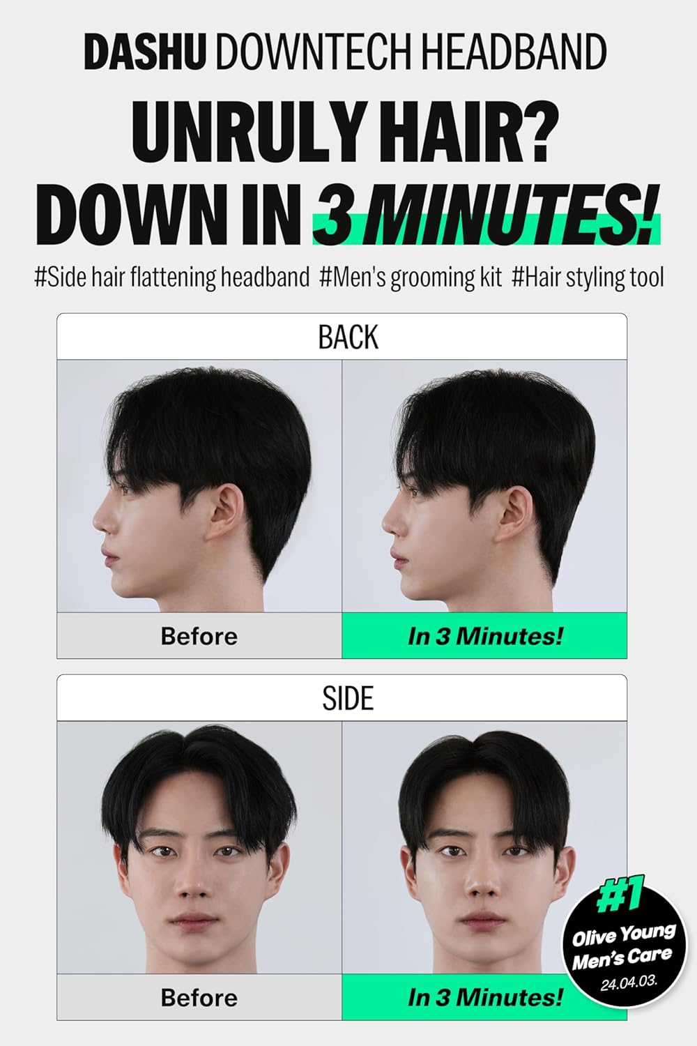 DASHU Perfect Downtech Original 3-Minute No Heat at Home Hair Press down Perm Solution for Hair | Durable Side & Back Hair Pressing down Perm Korean Hair Styling Tools for Mens Grooming (Pack of 1) image number 6