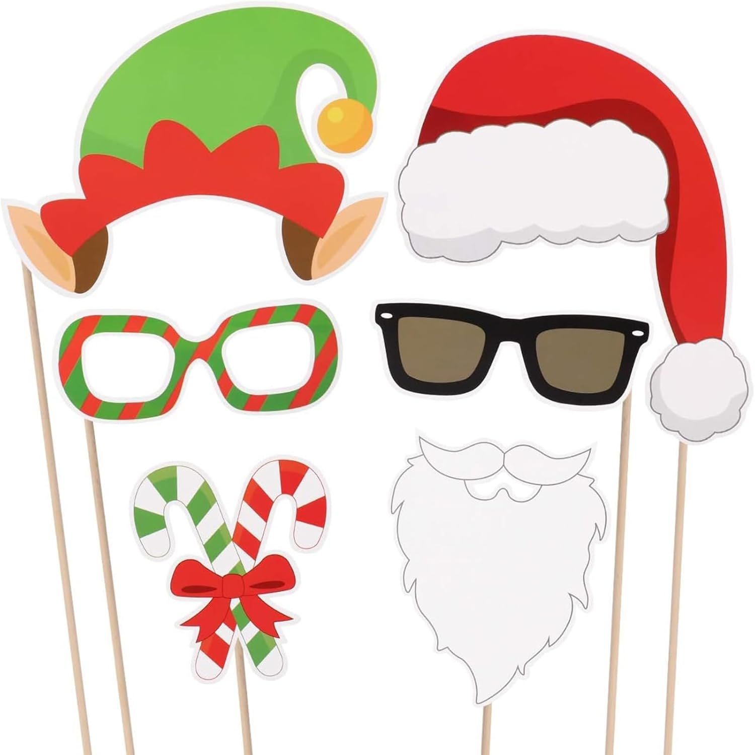 Christmas Photo Booth Props Kit(32Pcs) DIY Photo Booth Prop Pose Sign Kits for Adults Kids for Christmas Party Supplies (Christmas)