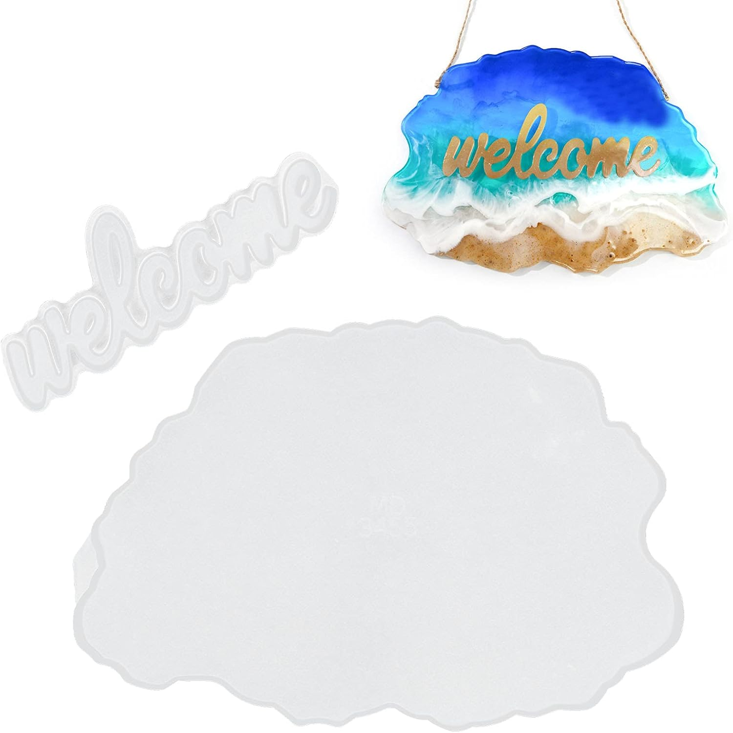 2Pcs Welcome Resin Molds Resin Moulds Resin Casting Mold for Home Desk Table Room Decor Wall Art image number 1