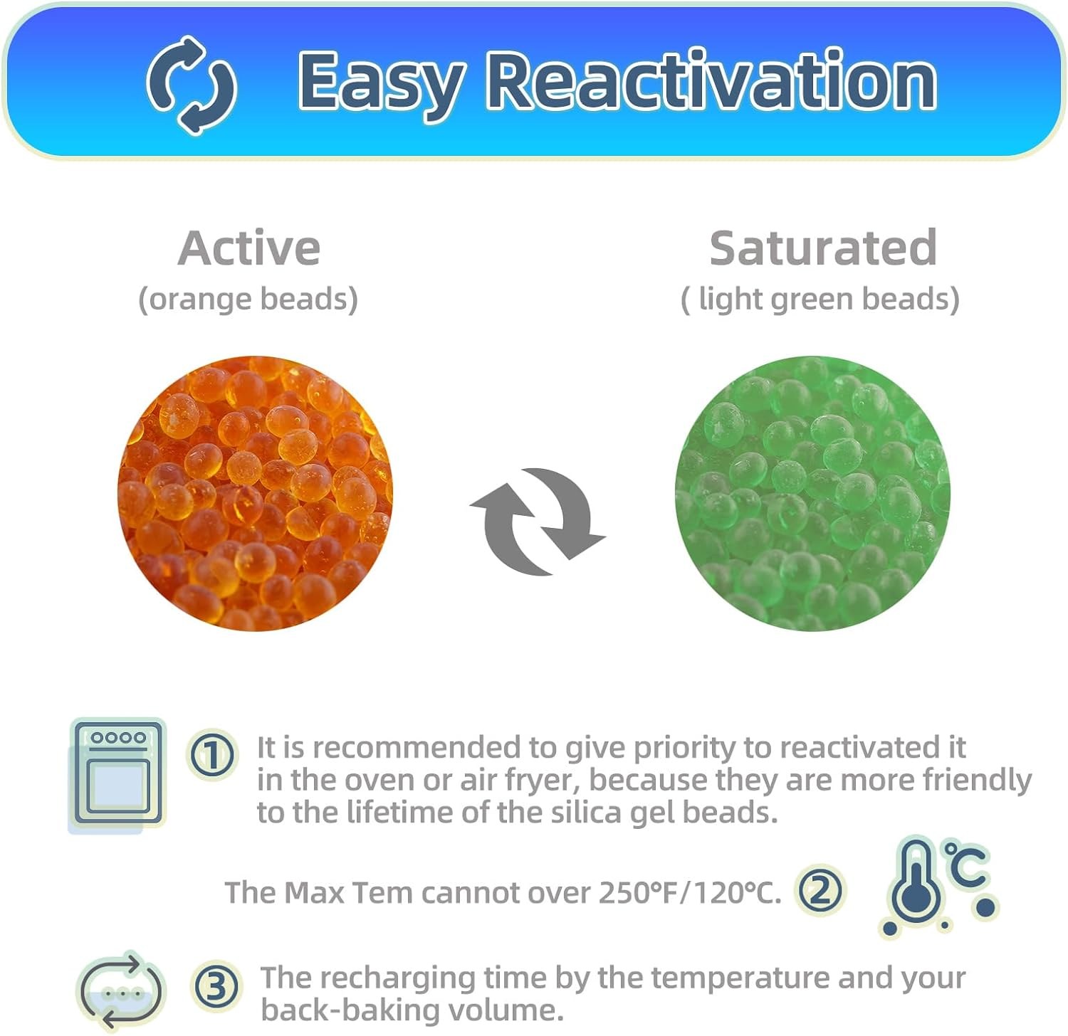 Wisesorb 8 LBS Indicating Silica Gel Beads (Orange to Green), Reusable Dessicant Dehumidifiers Desiccant Moisture Absorber - 16Lbs image number 2