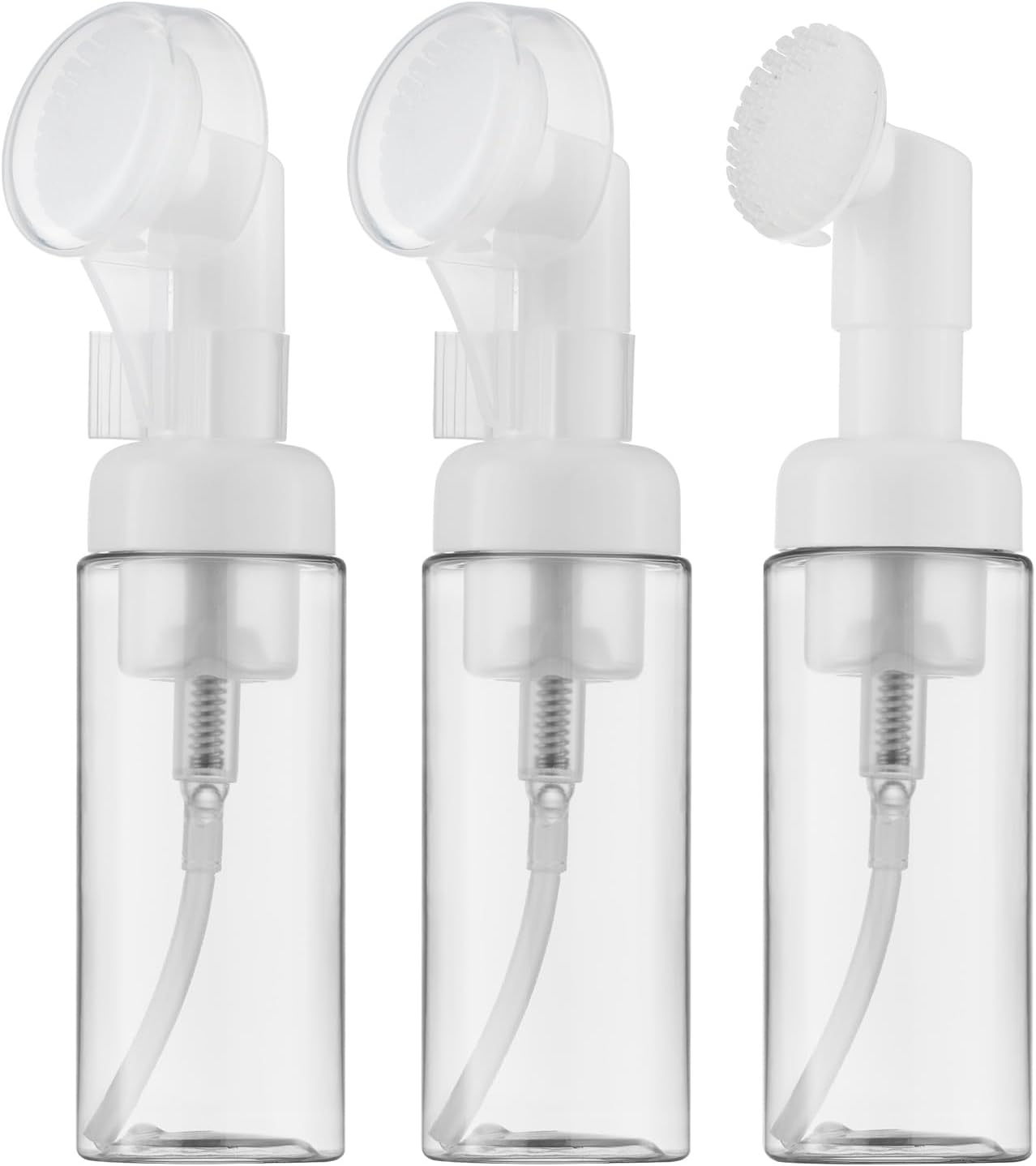 Owlyee 2Oz Foam Bottle (3PCS) with Brush, Empty Foaming Pump Dispenser for Hand Soap, Lash Cleanser, Shampoo to Travel (60Ml, Green)