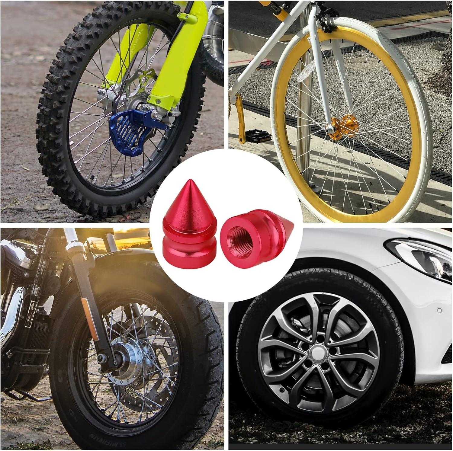 TOYMIS 4Pcs Tire Valve Caps, Aluminum Alloy Valve Stem Caps Heavy Duty Valve Stem Caps Valve Stem Covers Air-Proof Tire Caps for Cars SUV Trucks Motorcycles Bicycles (Red) image number 3