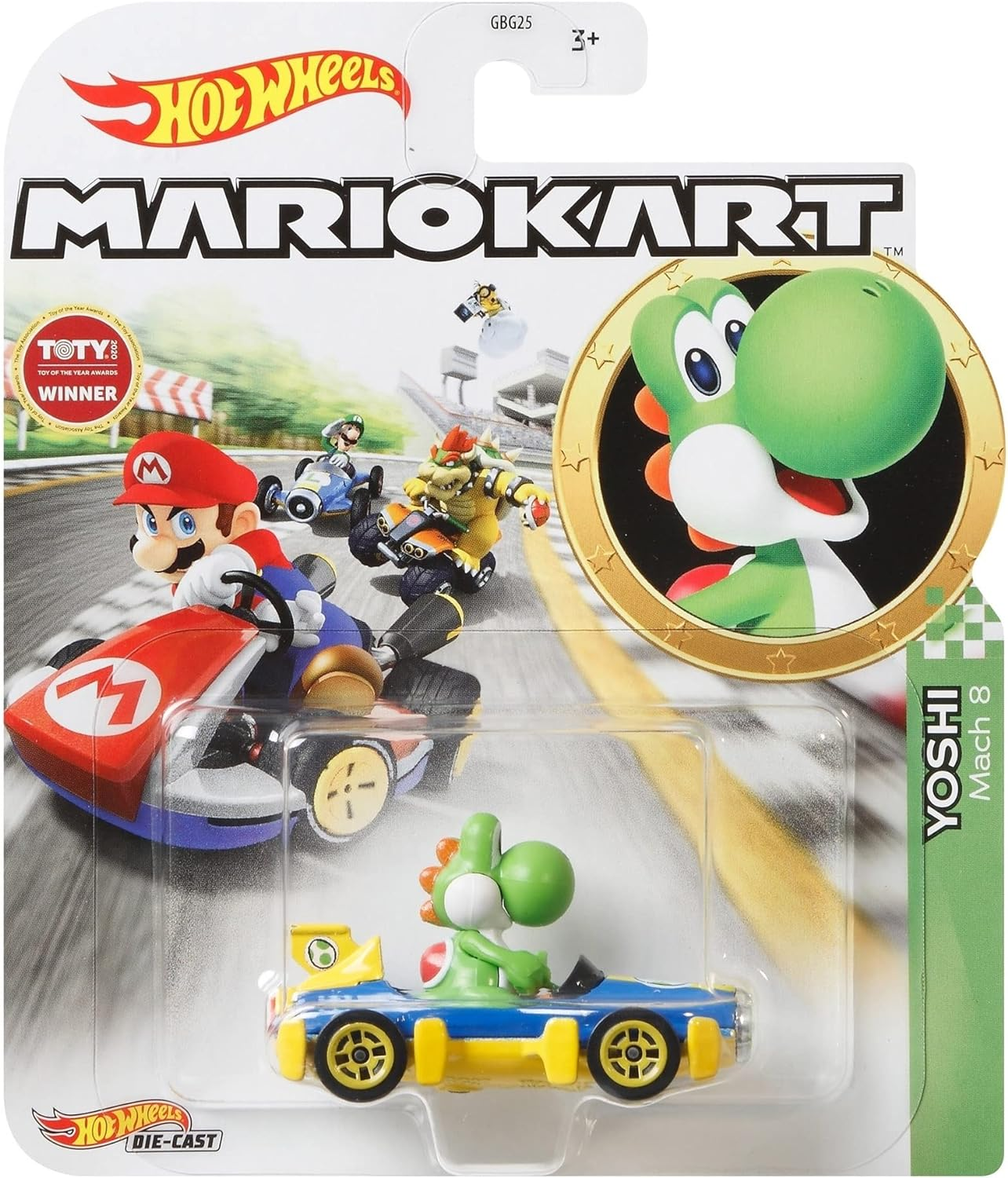 Hot Wheels Mario Kart Yoshi Mach 8 Die Cast Vehicle image number 2