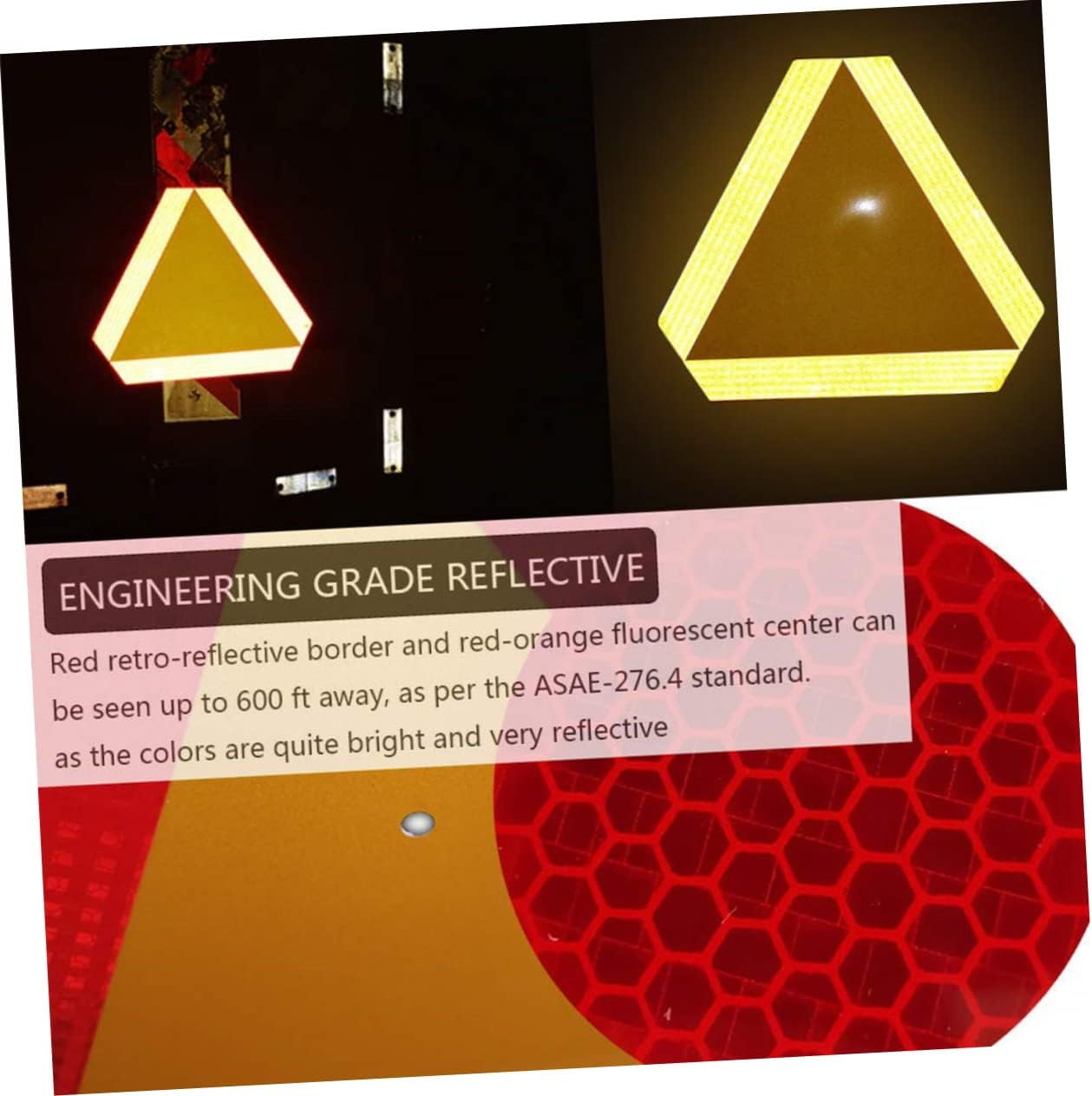 ULTECHNOVO Aluminum Car Reflector Road Reflectors for Car Slow Moving Vehicle Sign Triangle Sign Rear Reflective Board Warning Board image number 6