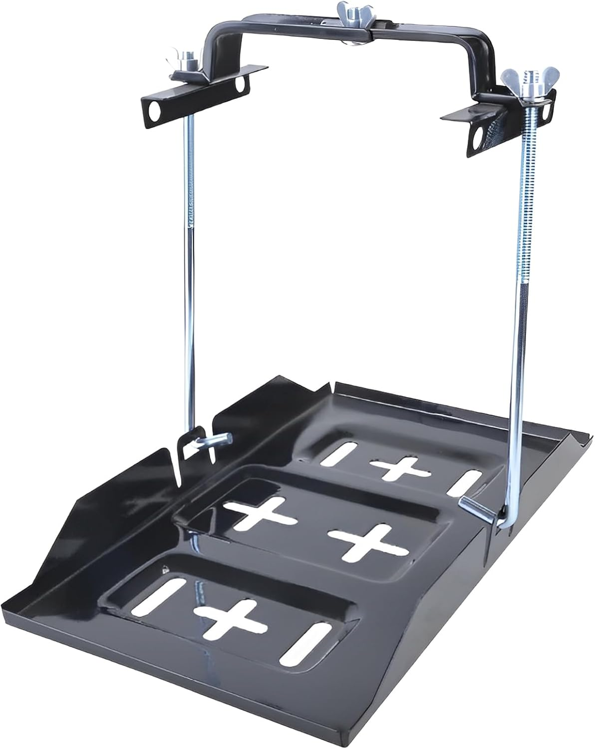 Car Battery Tray, Universal 34.2 X 20Cm/13.5 X 7.9In Battery Hold down Bracket Holder, Heavy Duty Adjustable Battery Crossbar with J Bolt image number 1