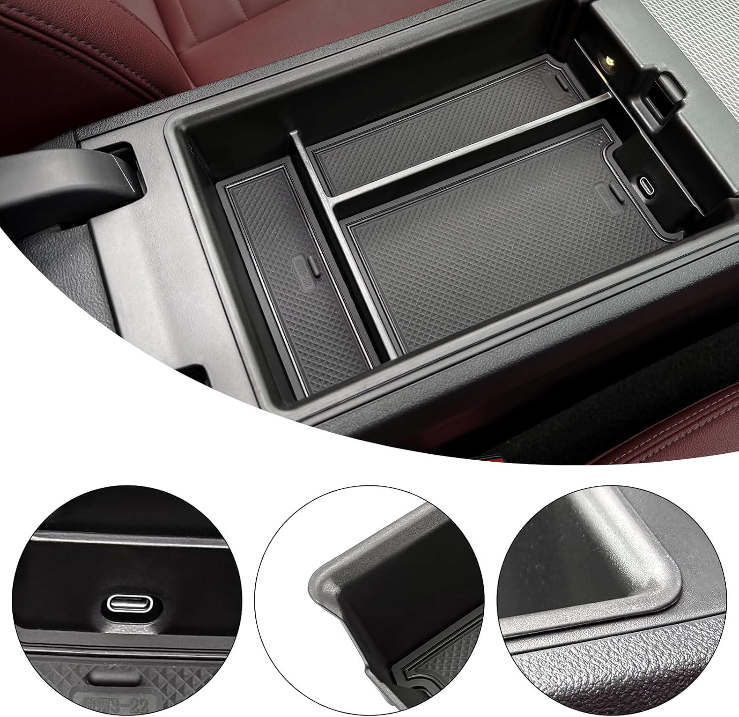 Center Console Organizer Fits G-Chassis BMW 3 & 4 Series, 330I M340I G20/G21 2019-2025, I4 430I M440I G22/G23/G26 2021-2025, M3 G80, M4 G82/G83, Organized Tray and Silicone Pad for Neat Storage image number 1