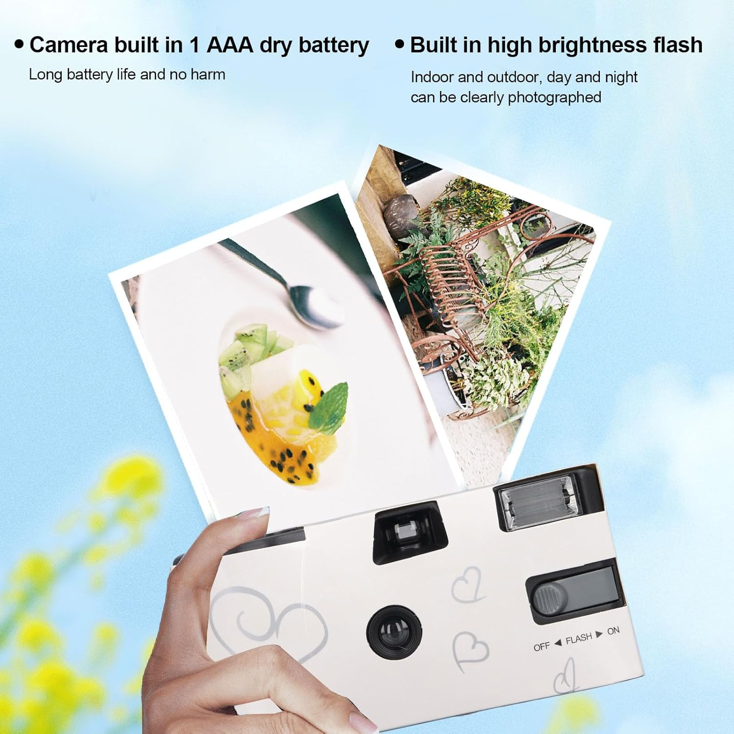 Disposable Camera for Wedding, Retro Disposable Film Camera, Single Use Camera Film Camera with Flash 27 35Mm Color Films for Anniversary Concert Travel image number 5