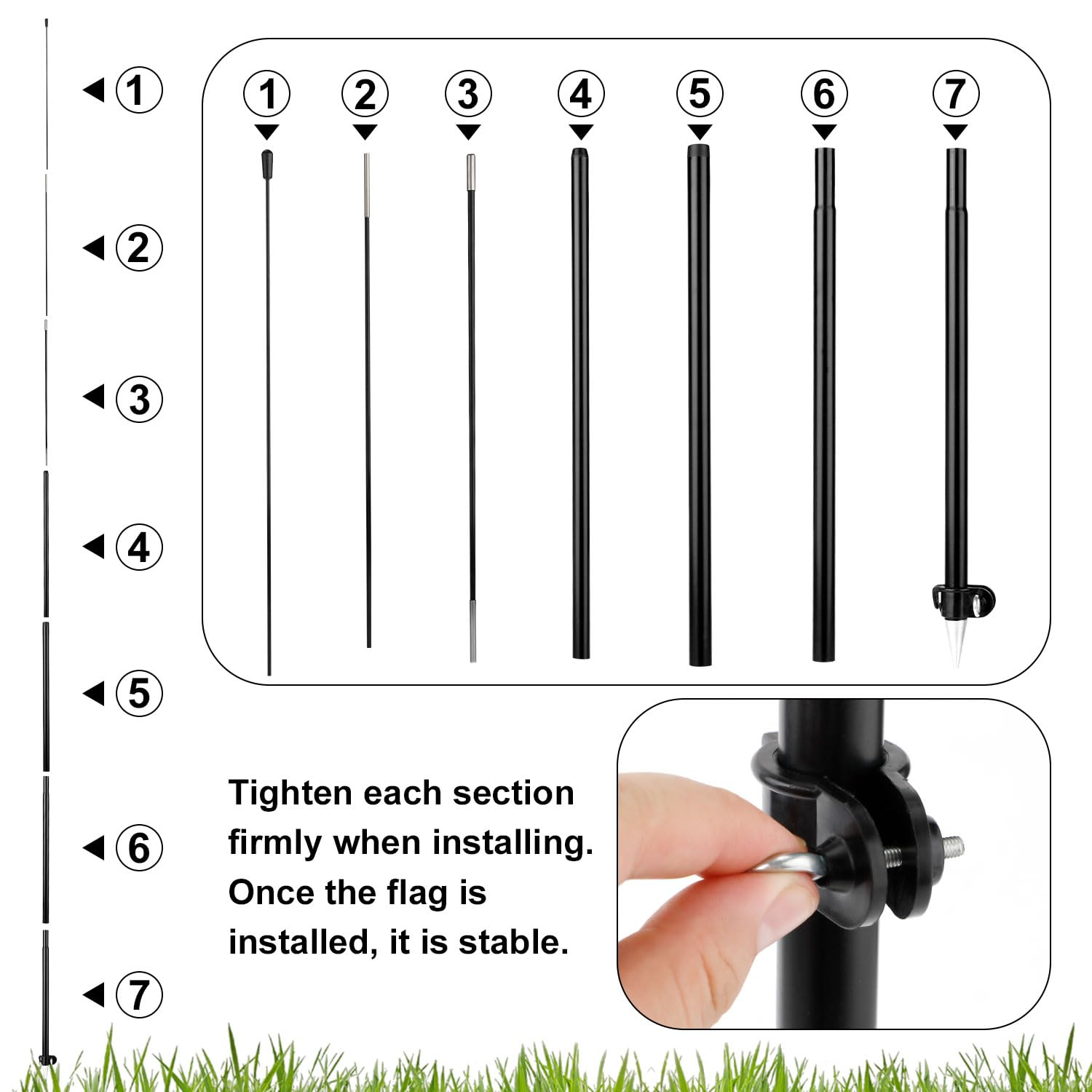 Knife Shaped Feather Flagpole, Feather Banner Pole Kit Flag Pole Kit Portable Flagpole for Advertising Outdoors Activities Promotions Real Estate Supplies(Black) image number 2