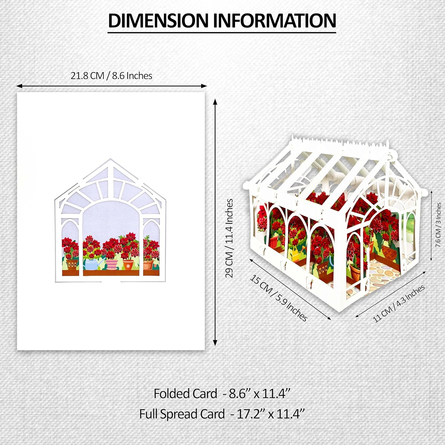 Birch Poinsettia 3D Pop up Birthday Cards Greeting Cards Laser Cut Greenhouse Flower Room for Mom Kids Friends Colleagues Lovers & All Occasions image number 6