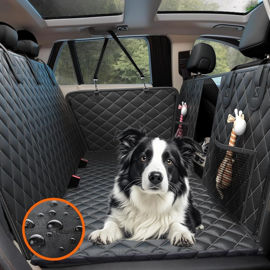 Back Seat Extender for Dogs Hard Bottom Holds 400Lbs, Sturdy Dog Car Seat Cover for Back Seat, Waterproof and Non-Slip Pets Backseat Protector with Mesh Window and Storage Pocket for Car SUV image number 5