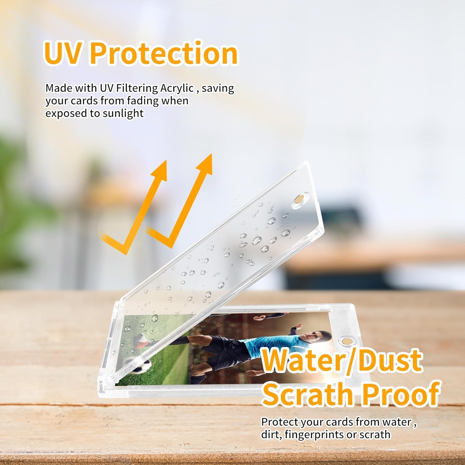 10Ct Magnetic Card Holder, 35Pt One Card Holder Touch for Trading Cards, U-V Protection Magnetic Card Case for Baseball Cards, Card Protectors Hard Plastic, Display Case for Game Cards, Sports Cards image number 1