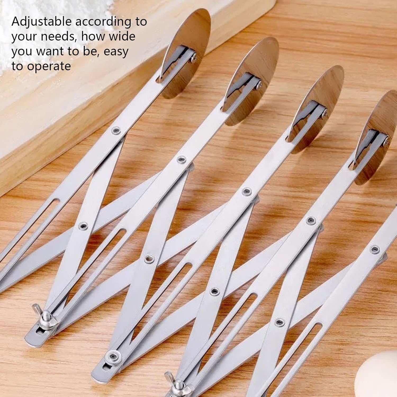 7 Wheel Pastry Cutter Roller, 7 Wheel Pizza Cutter Easy to Use Multifunction Adjustable Width Stainless Steel for Dough image number 6
