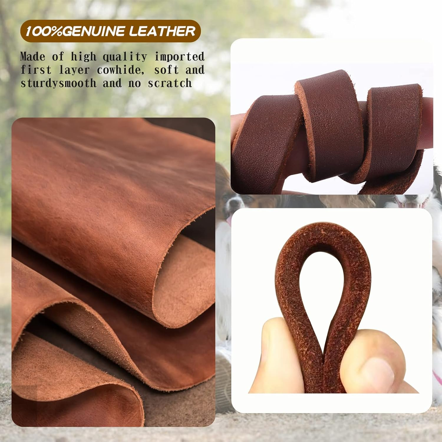 MERUOGKAR Leather Dog Leash, 5Ft X 3/4 Inch, Heavy Duty Genuine Leather Braided Dog Training Leash, Comfortable for Large, Medium, Small Dogs (Brown, 5Ft*3/4In)