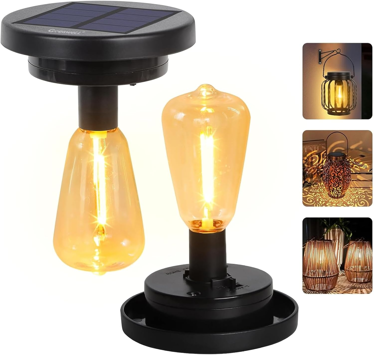 Replacement Solar Light Parts for Lantern: 2.83 Inch Waterproof Solar Replacement Top Lights Fit for 2.36 In, 2.42 In, 2.5 In, 2.76 In, 2.83 in Old Lantern Port - Vintage Light Bulbs for Original Lamp image number 3