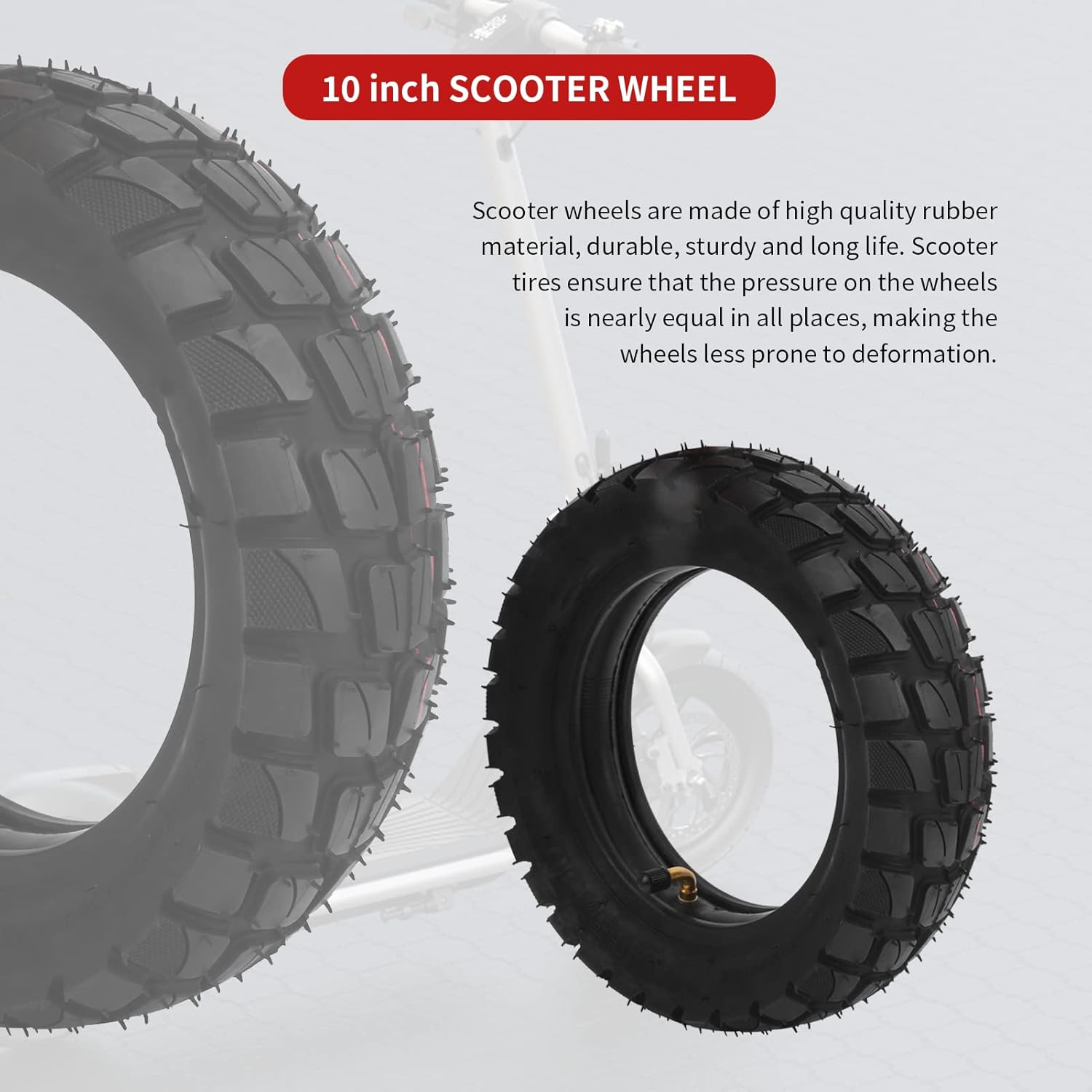 Gugxiom 10In Electric Scooter Tire, Inflatable Rubber Tyre, Scooter Tire Replacement,Scooter Wheels, Electric Scooter Parts, 255X80 Outer Tire and 10X2.50 Inner Tube image number 4