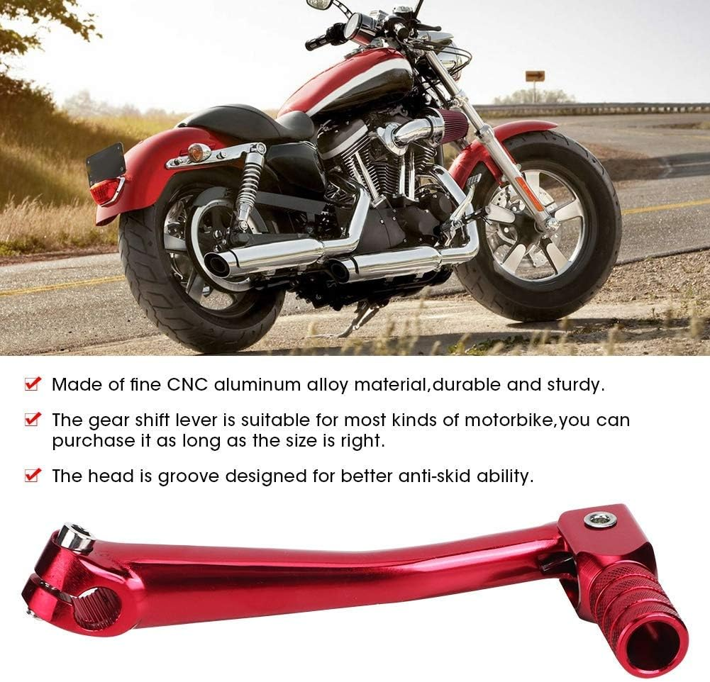 Motorcycle Gear Shift Pedal Lever, Universal CNC Aluminum Alloy Folding Heel Toe Gear Shifter Lever Arms Motorbike Modification Part 11-14Mm/ 0.43-0.55In(Red) image number 5